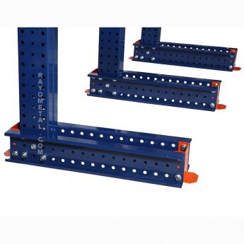 Zoom sur 3 embases du rayonnage cantilever