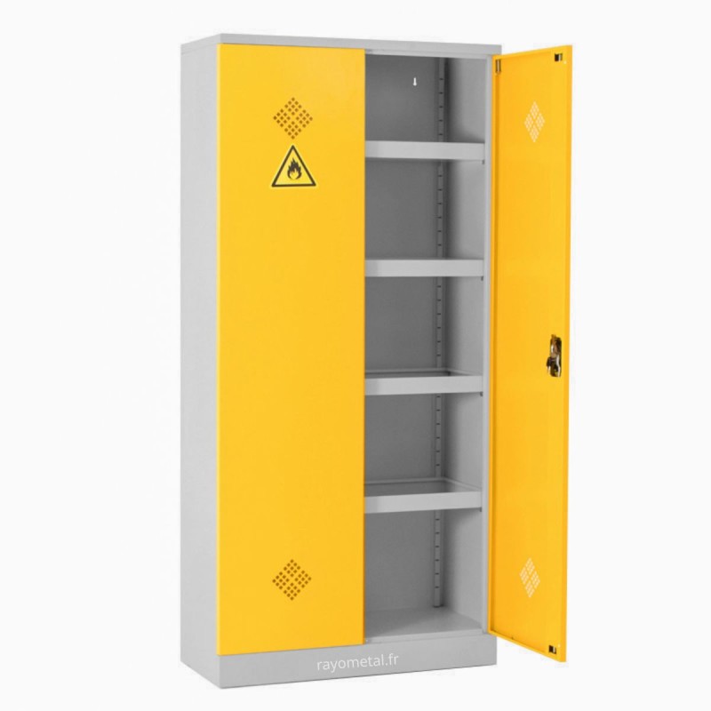 Vue d'ensemble de l'armoire produits dangereux 1 porte ouverte