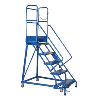 Escabeau roulant 5 marches - vue de côté