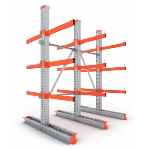 Vue générale du rayonnage cantilever double embase